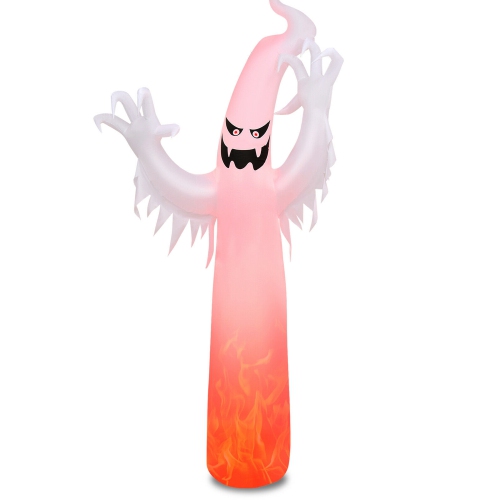 Gymax 12ft Inflatable Halloween Ghost Blow Up Decoration w/ Built-in Flame Light