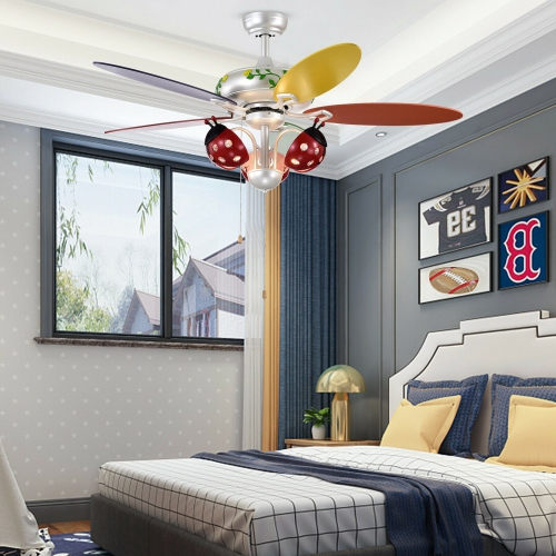 Gymax 52'' Ceiling Fan with Light Kids Fan Light w/Pull Chain Control Beetle Multicolor