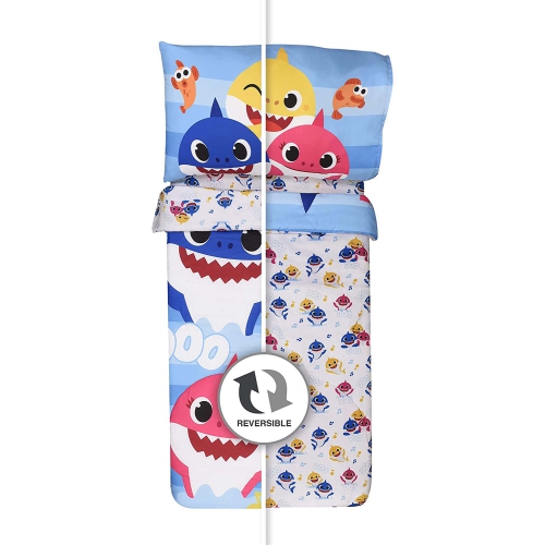 Baby Shark Toddler Bedding Sheet Set 3 Piece Set for Kids with Reversible Comforter