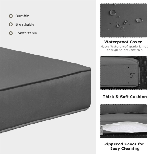 Gymax Outdoor Wicker Rocking Chair Patio Lawn Rattan Single Chair Glider w/ Grey Cushion