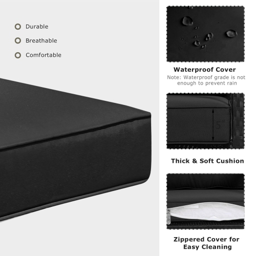 Gymax Outdoor Wicker Rocking Chair Patio Lawn Rattan Single Chair Glider w/ Black Cushion