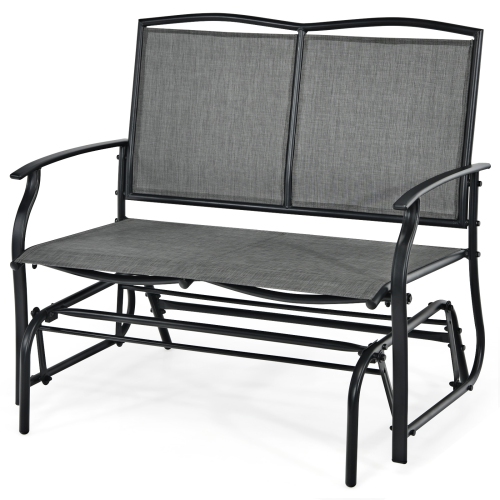 Patiojoy 2 Person Swing Glider Bench Patio Rocking Lounge Chair w/Steel Frame for Garden Backyard Balcony Gray