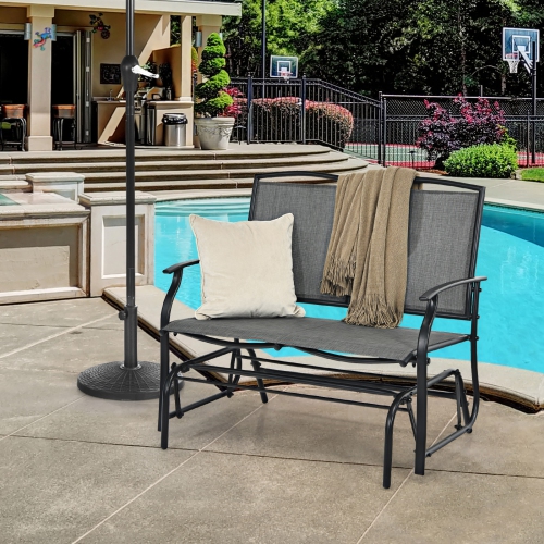 Patiojoy 2 Person Swing Glider Bench Patio Rocking Lounge Chair w/Steel Frame for Garden Backyard Balcony Gray
