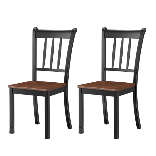 TOPBUY  Armless Wooden Back Dining Side Chair, Set Of 2 In Black