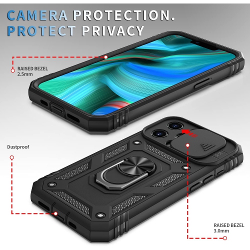 navor Universal Car Mount & Military-Grade Hard Case Compatible with iPhone 13 Pro 6.1 inches, Ring Car Mount Kickstand Shockproof Full Body