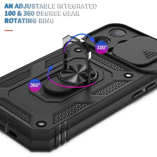 navor Universal Car Mount & Military-Grade Hard Case Compatible with iPhone 13 Pro 6.1 inches, Ring Car Mount Kickstand Shockproof Full Body