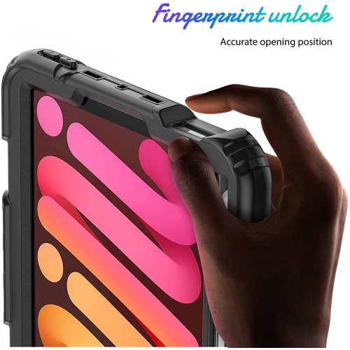 navor Rugged Cover with Screen Protection for iPad Mini 6th Gen 8.3" Rotatable Kickstand Shoulder & Hand Strap Shockproof Heavy Duty Protective Case