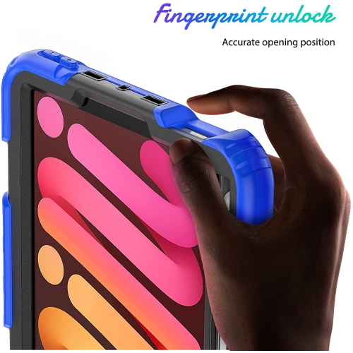 navor Rugged Cover with Screen Protection for iPad Mini 6th Gen 8.3" Rotatable Kickstand Shoulder & Hand Strap Shockproof Heavy Duty Protective Case