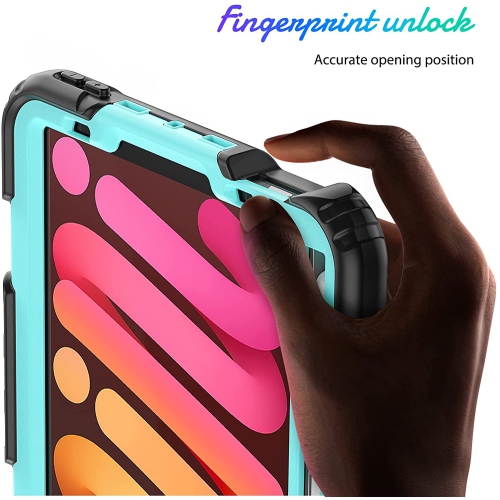 navor Rugged Cover with Screen Protection for iPad Mini 6th Gen 8.3" Rotatable Kickstand Shoulder & Hand Strap Shockproof Heavy Duty Protective Case