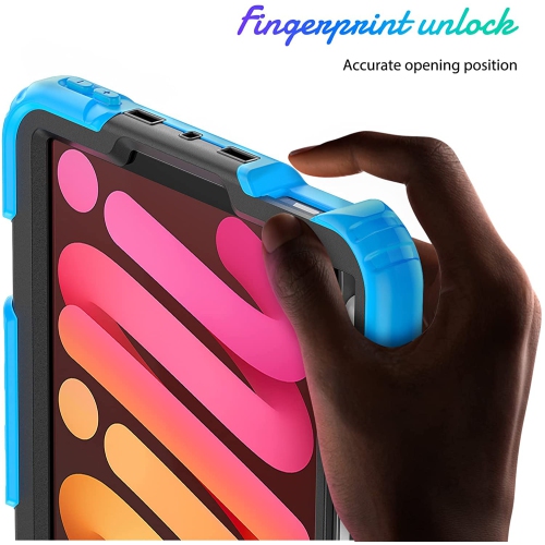 navor Rugged Cover with Screen Protection for iPad Mini 6th Gen 8.3" Rotatable Kickstand Shoulder & Hand Strap Shockproof Heavy Duty Protective Case