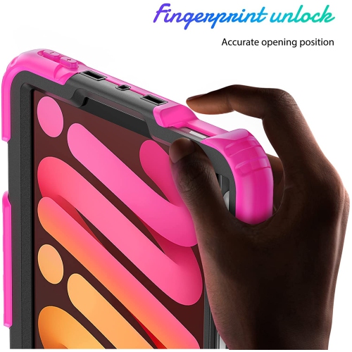 navor Rugged Cover with Screen Protection for iPad Mini 6th Gen 8.3" Rotatable Kickstand Shoulder & Hand Strap Shockproof Heavy Duty Protective Case