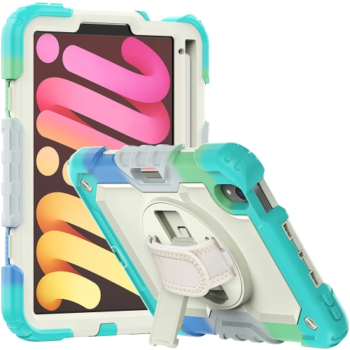 NAVOR  Rugged Cover w Screen Protection for Ipad Mini 6Th Gen (2021) 8.3" Rotatable Kickstand Shoulder & Hand Strap Shockproof Heavy Duty Protective