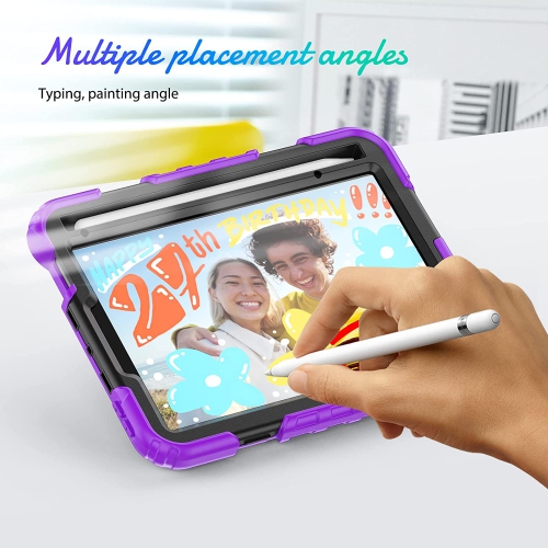 navor Rugged Cover with Screen Protection for iPad Mini 6th Gen 8.3" Rotatable Kickstand Shoulder & Hand Strap Shockproof Heavy Duty Protective Case