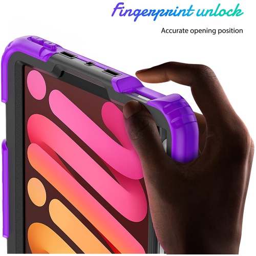 navor Rugged Cover with Screen Protection for iPad Mini 6th Gen 8.3" Rotatable Kickstand Shoulder & Hand Strap Shockproof Heavy Duty Protective Case