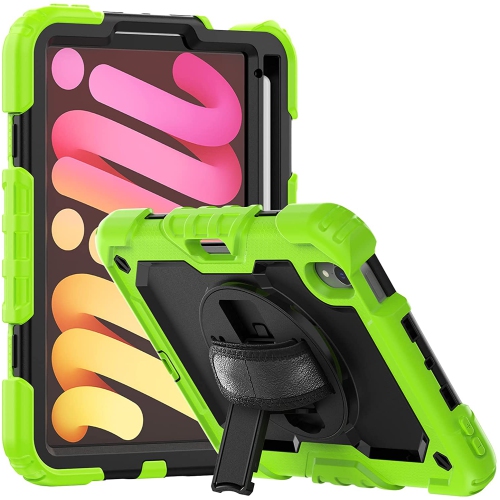 HLD  Navor Rugged Cover w Screen Protection for Ipad Mini 6Th Gen (2021) 8.3" Rotatable Kickstand Shoulder & Hand Strap Shockproof Heavy Duty