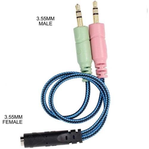 2 Pack 3.5mm Female with Headphone/Microphone Transform to 2 Dual 3.5mm Male for Computer Simultaneously Y Splitter Audio