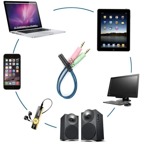 2 Pack 3.5mm Female with Headphone/Microphone Transform to 2 Dual 3.5mm Male for Computer Simultaneously Y Splitter Audio