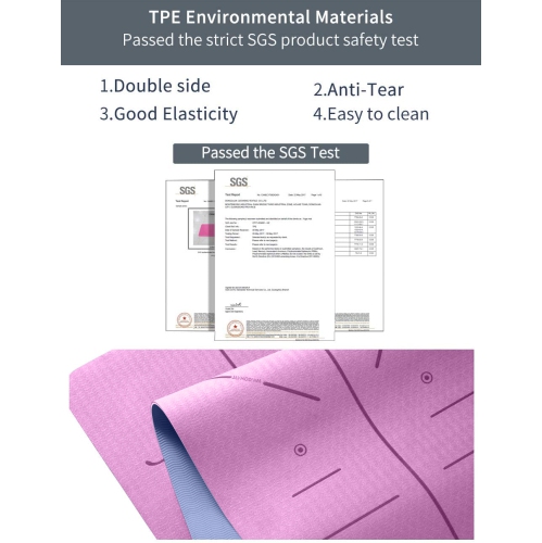 Yoga Mat with Alignment Lines TPE Two Sides Anti-Tear Mat Non-Slip Large Fitness Mat for Gym Pilates Floor Exercises Stretching 73"x32"x1/4" PINK