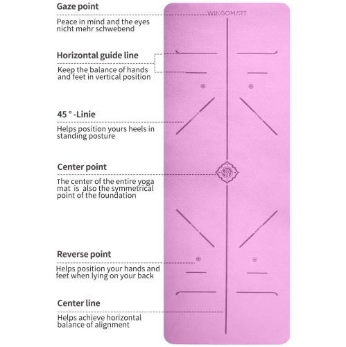 Yoga Mat with Alignment Lines TPE Two Sides Anti-Tear Mat Non-Slip Large Fitness Mat for Gym Pilates Floor Exercises Stretching 73"x32"x1/4" PINK