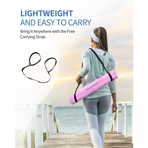 Yoga Mat with Alignment Lines TPE Two Sides Anti-Tear Mat Non-Slip Large Fitness Mat for Gym Pilates Floor Exercises Stretching 73"x32"x1/4" PINK