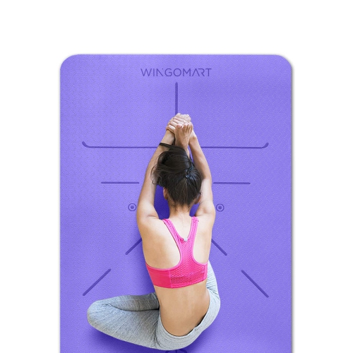 Tapis de yoga antidérapant, tapis de Pilates Fitness avec marques d'alignement, respectueux de l'environnement, anti-déchirure -VIOLET
