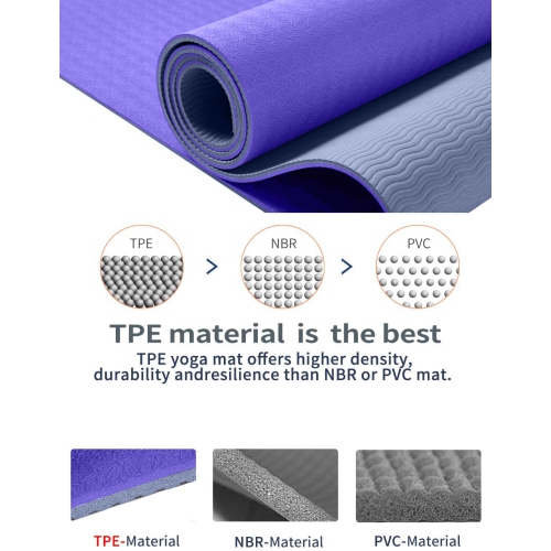 Yoga Mat with Alignment Lines TPE Two Sides Anti-Tear Mat Non-Slip