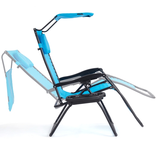 Topbuy Recling Zero Gravity Chair with Drink Tray & Sunshade Brown Blue Gray Wine