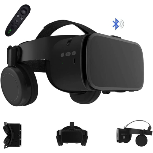 VR Headset Compatible for iPhone and Android Phone, 3D Glasses Virtual Reality With Wireless Bluetooth Earphone for TV,Movies and Video Games, Privat
