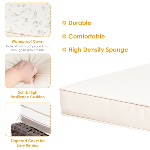 Topbuy 3PCS Patio Wicker Rattan Bar Set Table w/2 Cushioned Stools