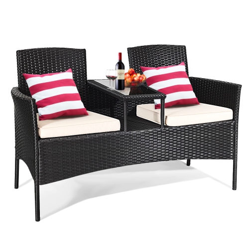 TOPBUY  Outdoor Rattan Furniture Wicker Patio Conversation Chair
