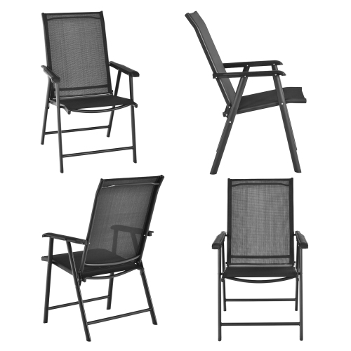 Patiojoy 4PCS Patio Dining Chairs Lawn Chair with Armrest Portable Folding Chairs for Camping