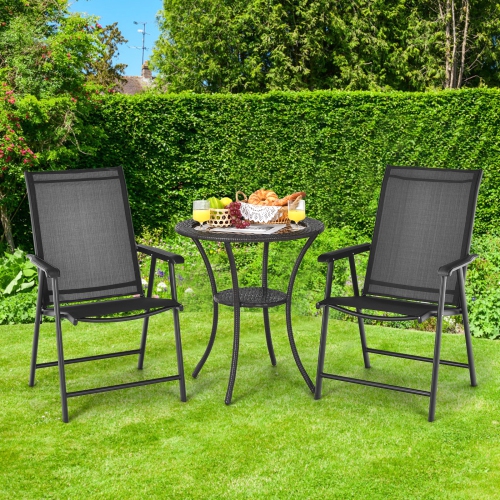 Patiojoy 4PCS Patio Dining Chairs Lawn Chair with Armrest Portable Folding Chairs for Camping