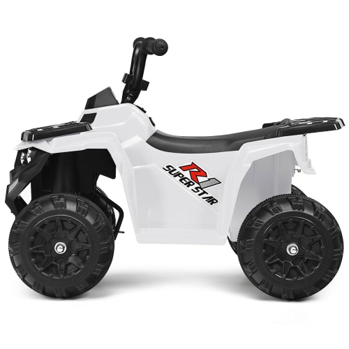 Topbuy 6 V – voiture jouet VTT électrique pour enfants, 4 roues, 4 roues, avec lumières à DEL, blanc