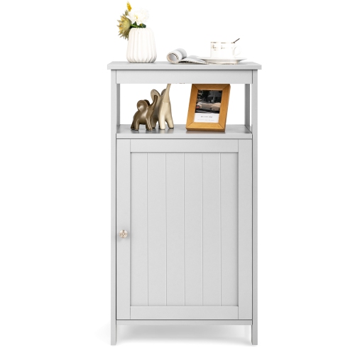Topbuy Freestanding Bathroom Floor Storage Cabinet Wooden Storage Organizer Cupboard Shelf Grey