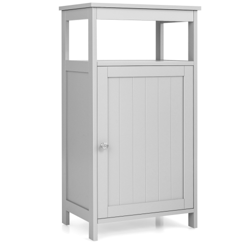 Topbuy Freestanding Bathroom Floor Storage Cabinet Wooden Storage Organizer Cupboard Shelf Grey