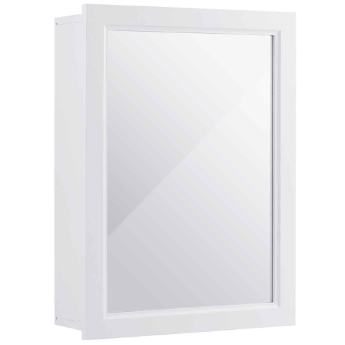 TOPBUY  Bathroom Mirror Cabinet Two Shelves Adjustable Storage Cupboard In White