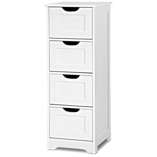 TOPBUY  4 Drawers Bathroom Storage Cabinet Free-Standing Side Storage Organizer In White