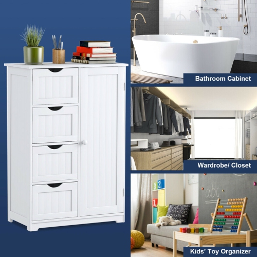 Topbuy 4 Drawer Bathroom Cabinet Storage Wooden