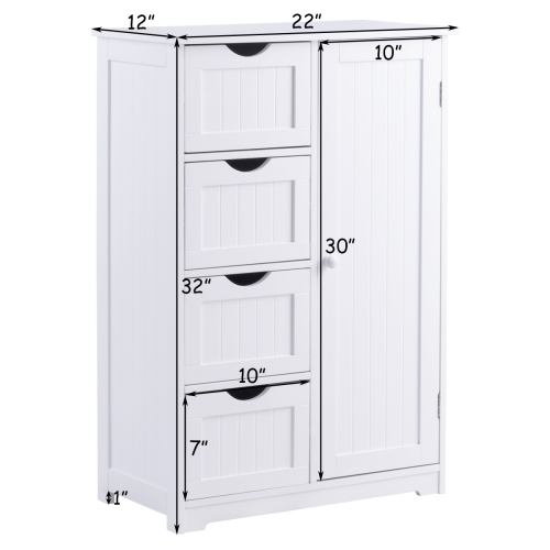 Topbuy 4 Drawer Bathroom Cabinet Storage Wooden