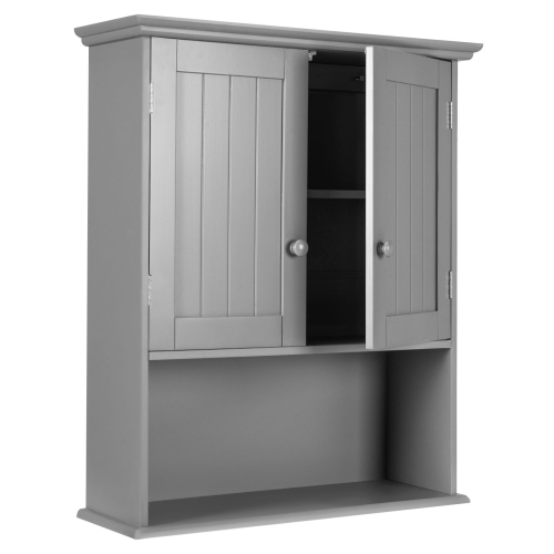 Topbuy Wall Mounted Bathroom Cabinet Medicine Cabinet Storage Organizer With 2 Doors & Adjustable Shelf Grey/White