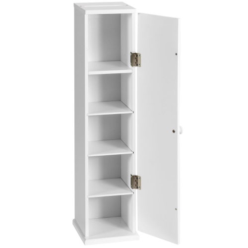 Topbuy Bathroom Tissue Paper Holder Narrow Tall Storage Cabinet Toilet Side Storage Shelf White