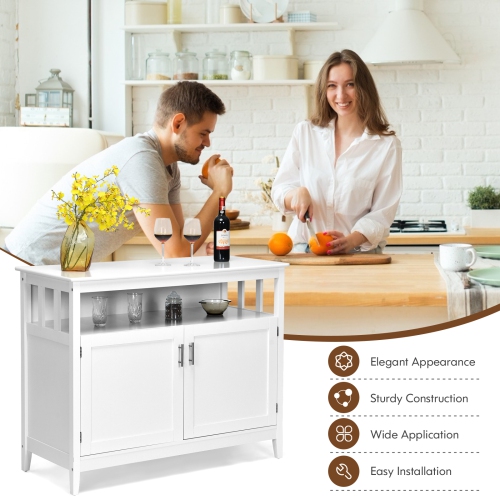 Topbuy Modern Kitchen Storage Cabinet Buffet Server Table Sideboard Dining Wood White