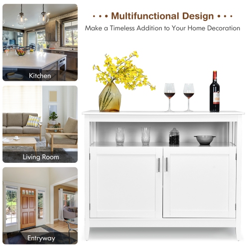 Topbuy Modern Kitchen Storage Cabinet Buffet Server Table Sideboard Dining Wood White