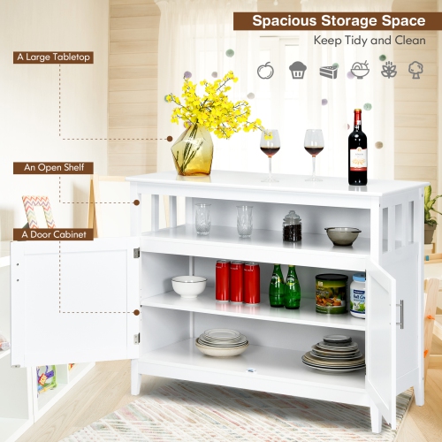 Topbuy Modern Kitchen Storage Cabinet Buffet Server Table Sideboard Dining Wood White