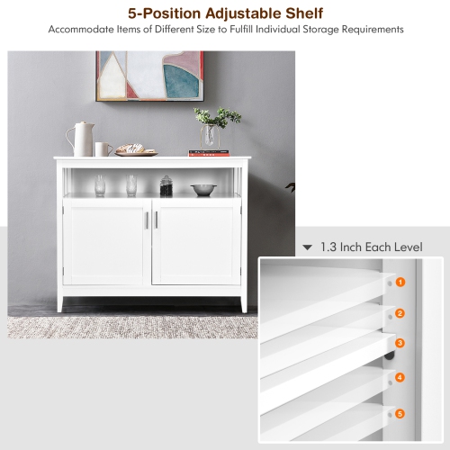 Topbuy Modern Kitchen Storage Cabinet Buffet Server Table Sideboard Dining Wood White