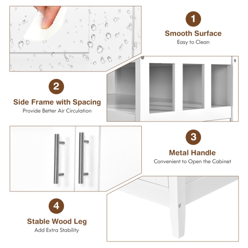 Topbuy Modern Kitchen Storage Cabinet Buffet Server Table Sideboard Dining Wood White