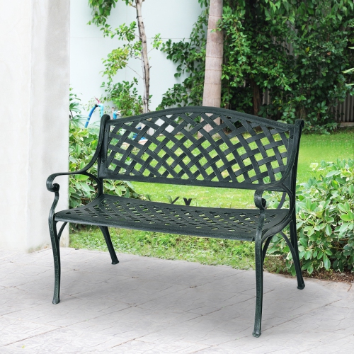 Topbuy Antique Garden Bench Park Yard seat Aluminum Frame Outdoor