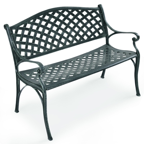 Topbuy Antique Garden Bench Park Yard seat Aluminum Frame Outdoor