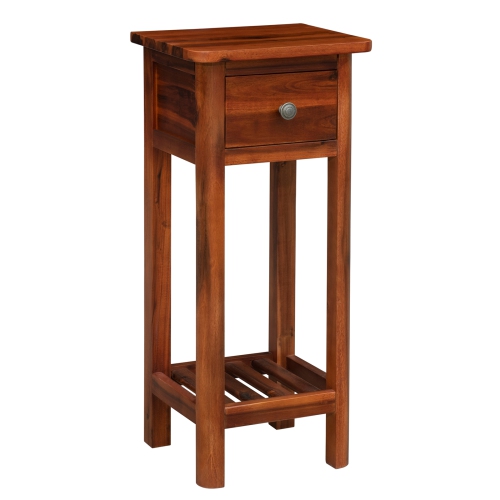 Topbuy Wooden End Table Nightstand w/Storage Shelf and Drawer for Livng room Rustic Brown