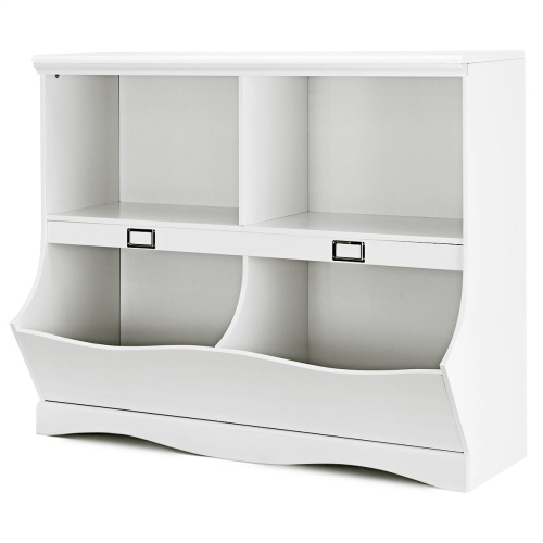 Topbuy Multi-Bin Kids Toy Storage Organizer Toy Display Shelf Bookcase White